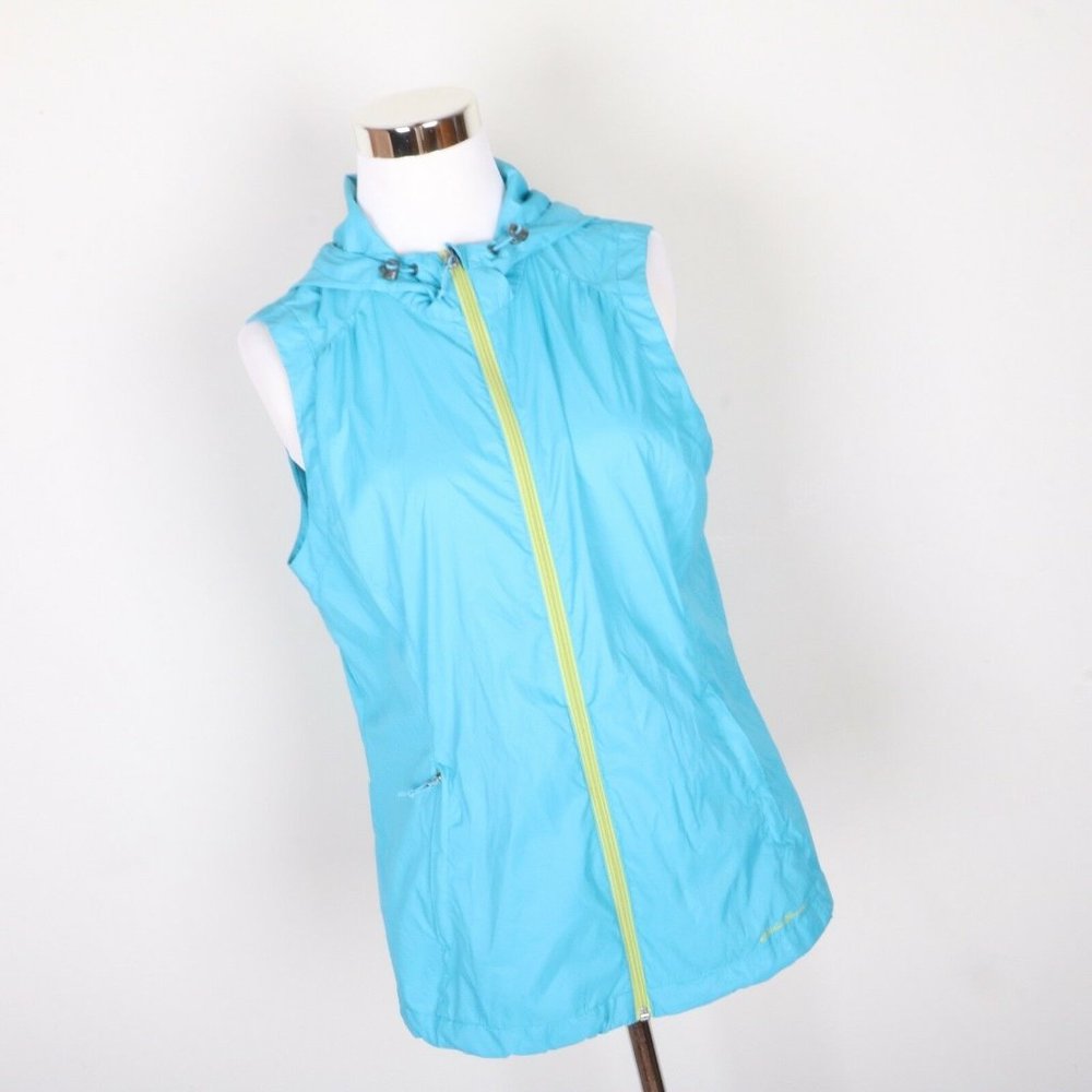 Eddie Bauer Sleeveless Blue Zip Up Wind Breaker Jacket Coat Women's M - Picture 2 of 7